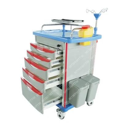Medical ABS Plastic Anesthesia Medicine Emergency Trolley of Hospital Furniture