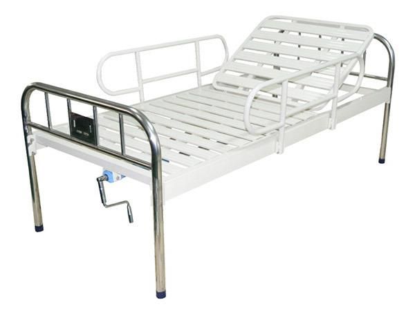 Hospital One Crank Stainless Steel Bed, with Guardrail (PW-C05)