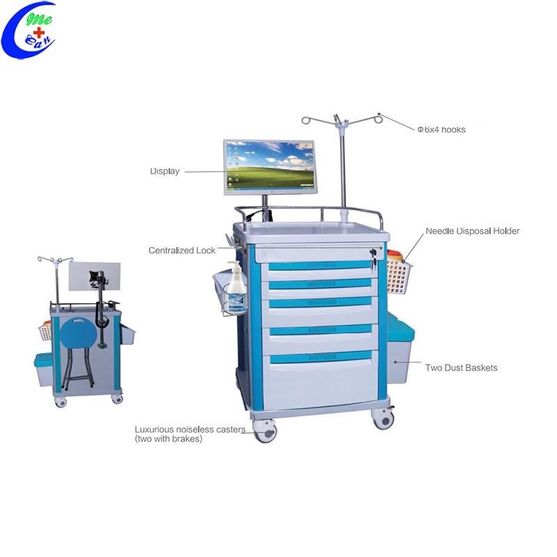 Hospital Emergency Trolley Equipment Medical Workstaton Trolley