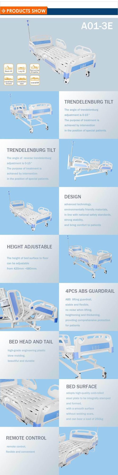 Folding Manual Patient Nursing Hospital Bed with Casters