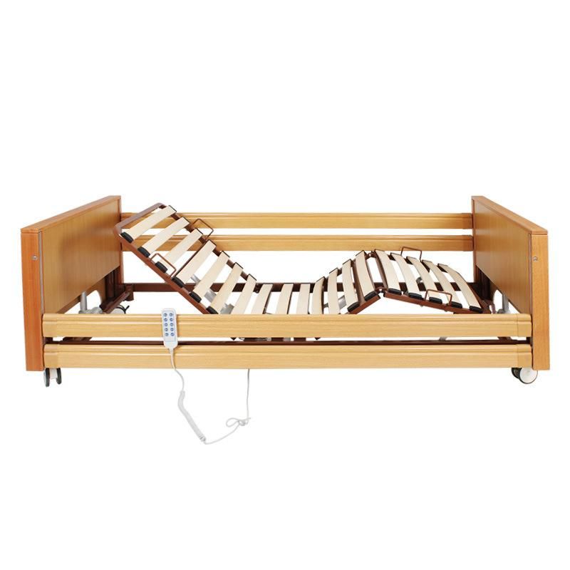HS5153A-L Comfortable Multifunctional Super Low Position Hospital Economic Home Care Bed with Wood Bed Ends