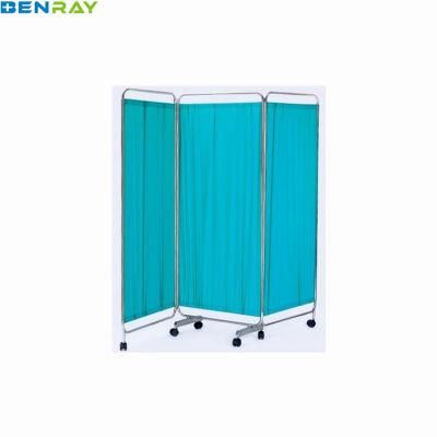 3-Folding Hospital Ward Equipment Medical with Wheels Instrument Bed Screen