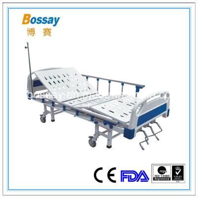Hospital Manual Bed with Aluminum Alloy Siderails Medical Bed