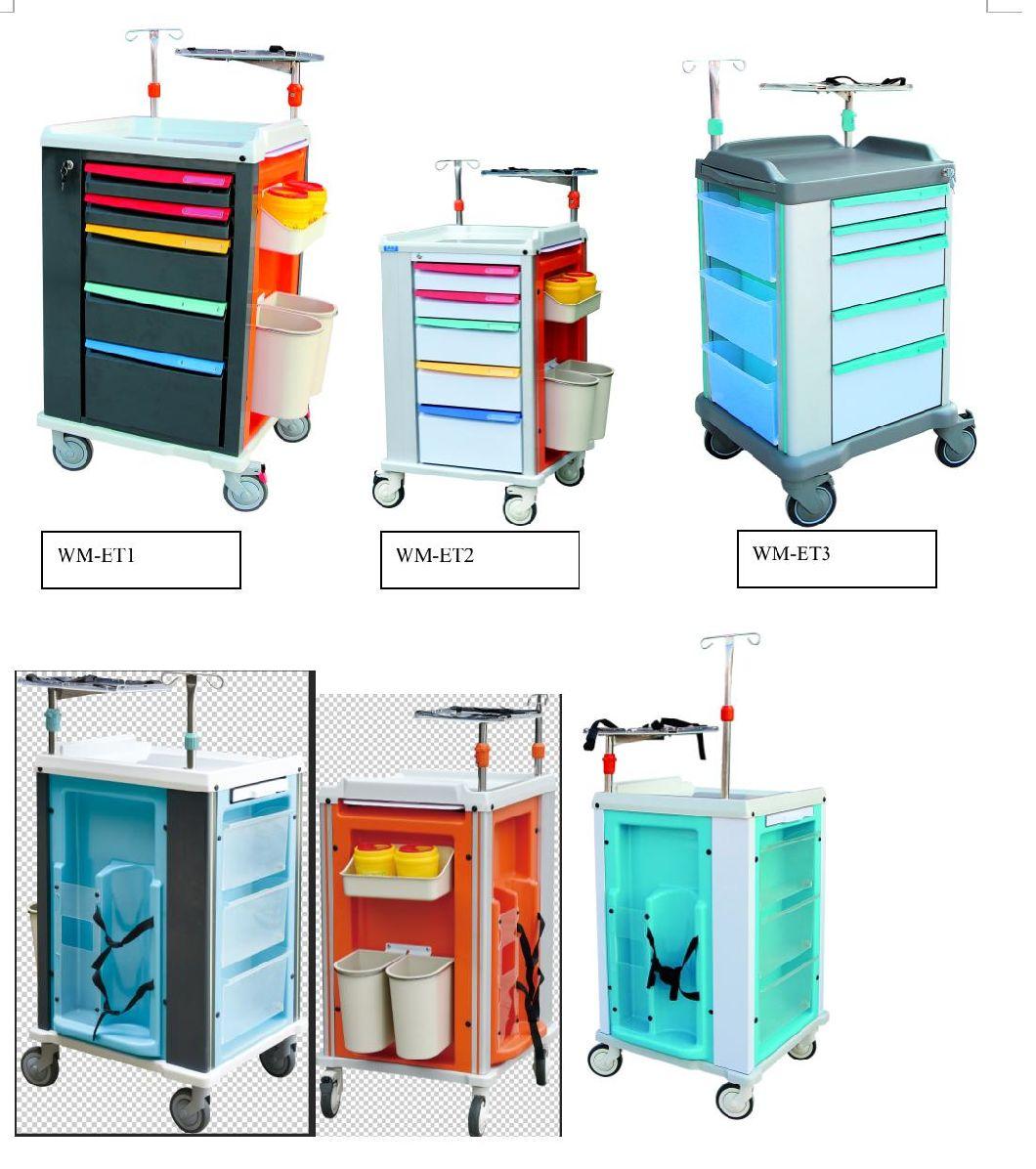Factory Price Hospital Clinic Cart Movable Medicine Transfusion ABS Emergency Trolley