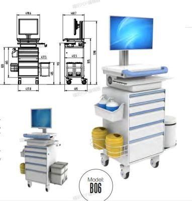 Hospital Medical ABS Aluminum Alloy Multi-Purpose Medicine Treatment Computer Nursing Trolley Mobile Nursing Drug Cart