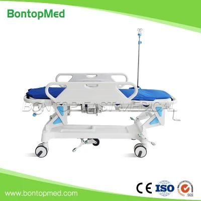 Hospital Patient Plastic Transfer Trolley ABS Emergency Trolley Manual Hospital Stretcher Bed Trolley