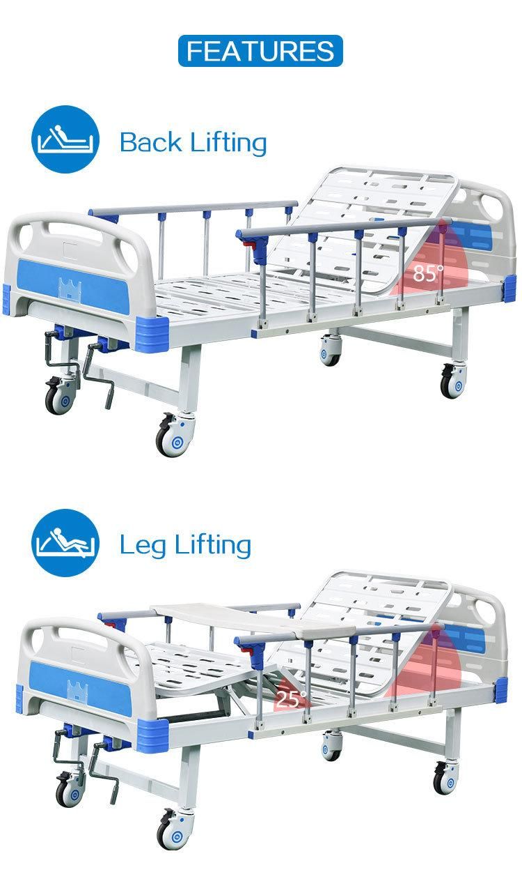 Hospital Furniture Folding Metal 2 Crank Manual Hospital Bed