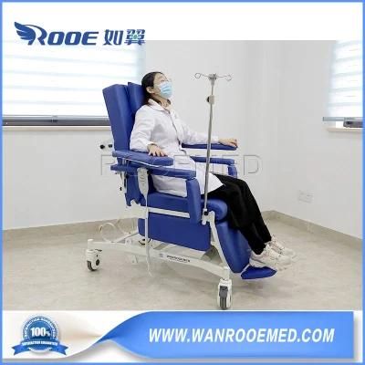 Double-Layer Armrest Three-Function Electric Adjustable Reclining Patient Blood Collection Donor Dialysis Hemodialysis Chair with CPR