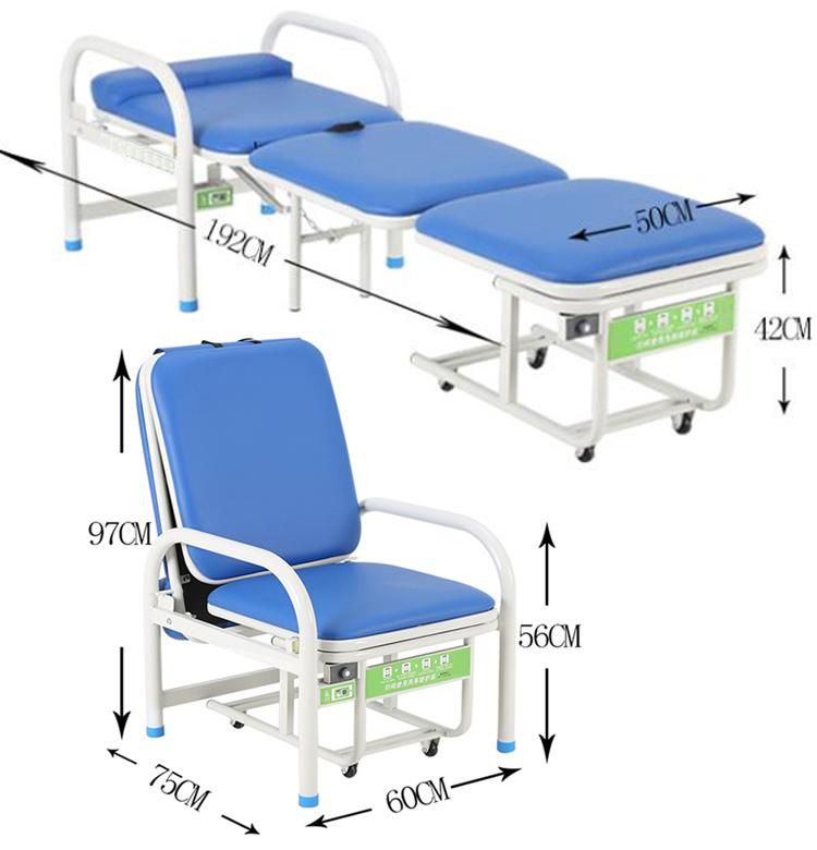 Multifunctional Clinic Patient Manual Recliner Foldable Hospital Accompany Bed