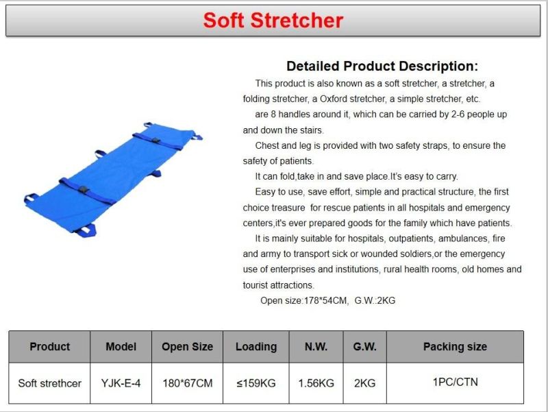 Emergency Waterproof Flexible Soft Stretcher for First-Aid Carry Sheet