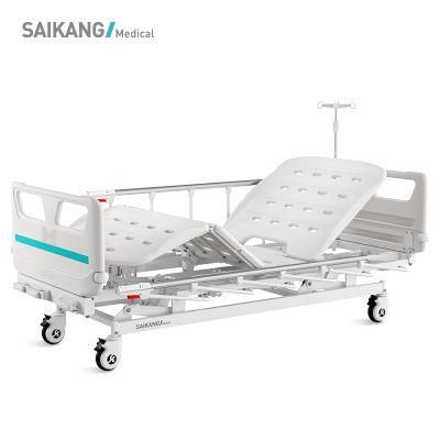V3w5c Saikang Comfortable Stainless Steel Siderails 3 Function Adjustable Manual Hospital Clinic Medical ICU Bed
