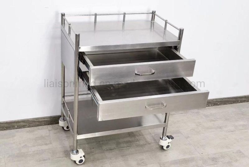 ABS Swivel Casters Liaison Carton Package Stainless Steel Medical Trolley