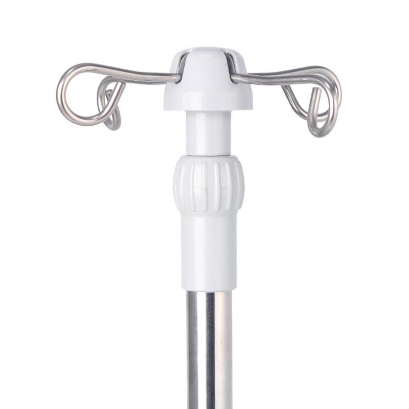 HS5822 - 4 Hooks Adjustable Stainless Steel Hospital Furniture Infusion IV Serum Stand with Grip