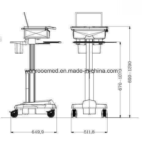 Medical Equipment Laptop Storage Mobile Nursing Computer Workstation Cart