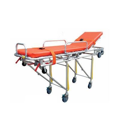 Hospital Patient Transfer Trolley, Foldaway Aluminum Alloy Ambulance Stretcher