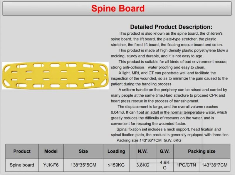 Spine Board Folding Spine Plate Material Plastic Hospital Plate-Type Stretcher