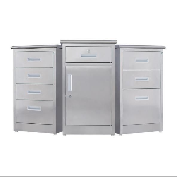304 Stainless Steel Medical Clinic Hospital Patient Medical Table Bedside Cabinet with Drawers with ISO Certificate