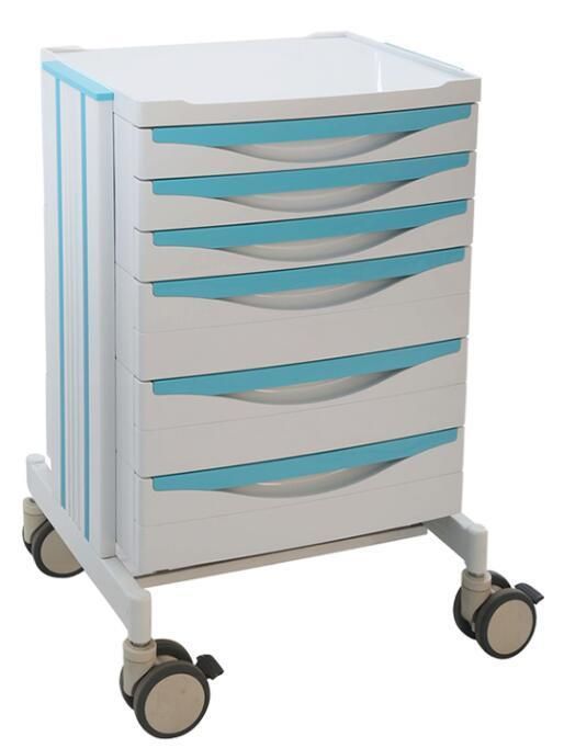 Hospital Furniture ABS Treatment Cart Nursing Trolley with Drawers