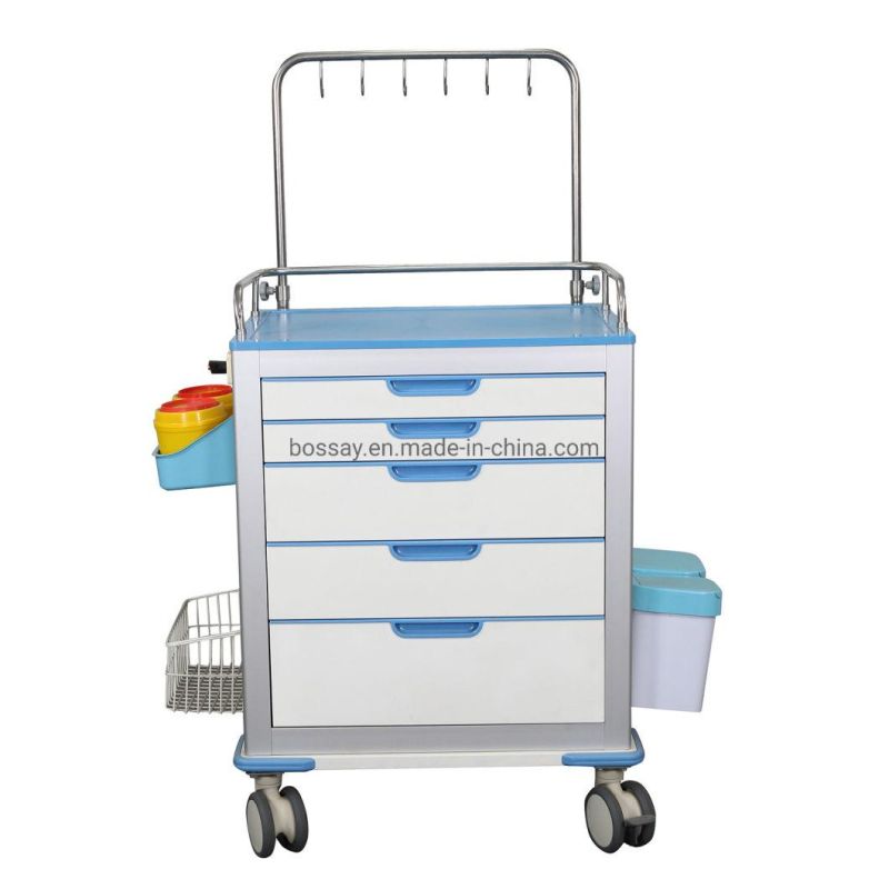 Hospital Instrument Trolley Medical Injection Trolley with Drawers