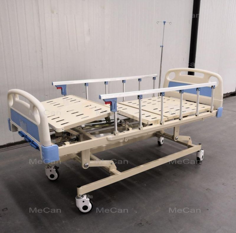 Three Functions Manual Patient Bed Adjustable Height ICU Bed