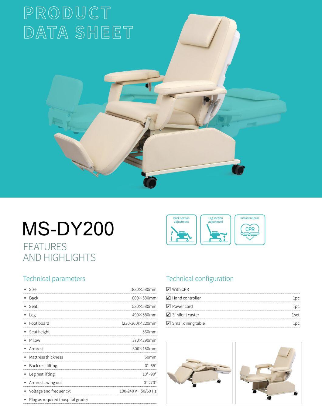 Ms-Dy200 Mobile Electric Medical Dialysis Chair