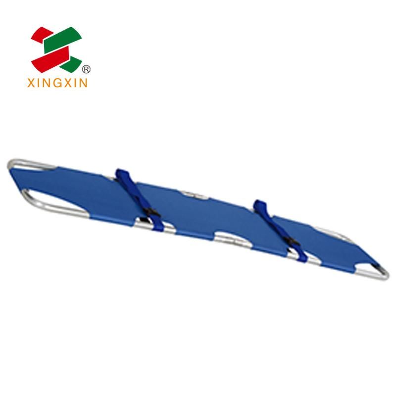 Aluminum Alloy Medical Emergency Folding Stretcher with Wheels and Belts