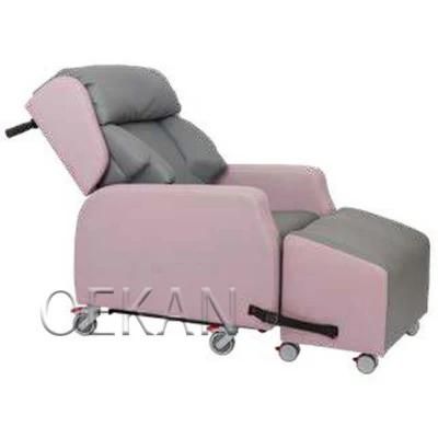 Hospital Furniture Portable Folding Blood Draw Chair Recliner with Storage on Wheels