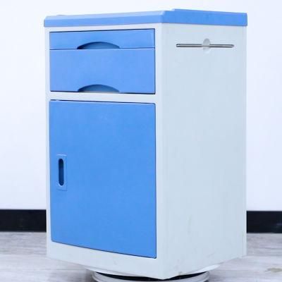 PP Hospital Room Furniture Movable Plastic Medical Bed Bedside Table with Wheels