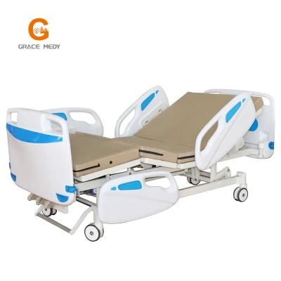Clinic Patient Treatment Furniture Three 3 Functions Manuall Medical Care ICU Nursing Hospital Bed with Mattress