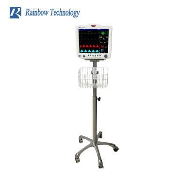 China Hospital Equipment Supplier Patient Monitor Trolley/ Cart Surgical Patient Monitor Stand Stainless Steel