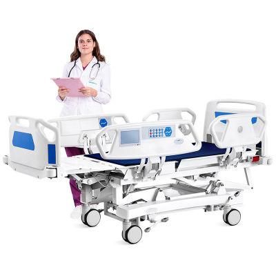 Luxury Metal Multifunction Folding Medical Furniture Adjustable Electric ICU Nursing Hospital Bed with Casters