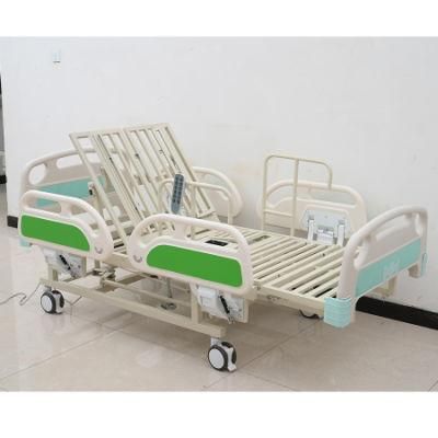 Multifunction Adjust Electric Hospital Bed ICU Nursing Steel Medical Furniture Plastic Guardrail