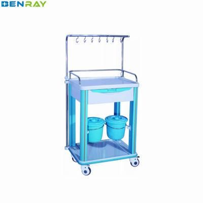 Stainless Steel Low Price ABS Plastic Glass Barrel IV Pole Treatment Trolley