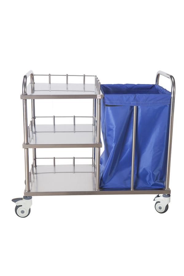 Hospital Furniture Mobile Medical Stainless Steel Cleaning Nursing Trolley Dirt Cart