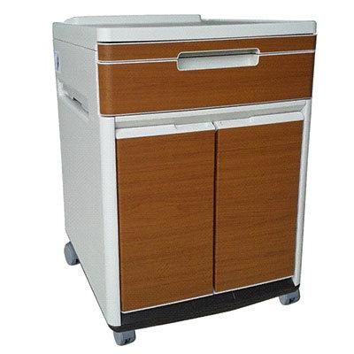 Hospital Furniture Wooden Color Hospital ABS Medical Bedside Cabinet Locker