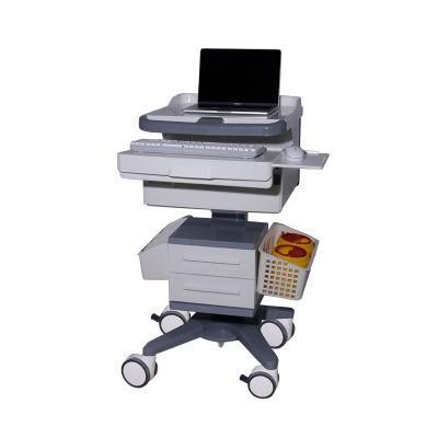 Mobile Rolling Workstation Laptop Inspection Cart Medical Computer Trolley with Drawers