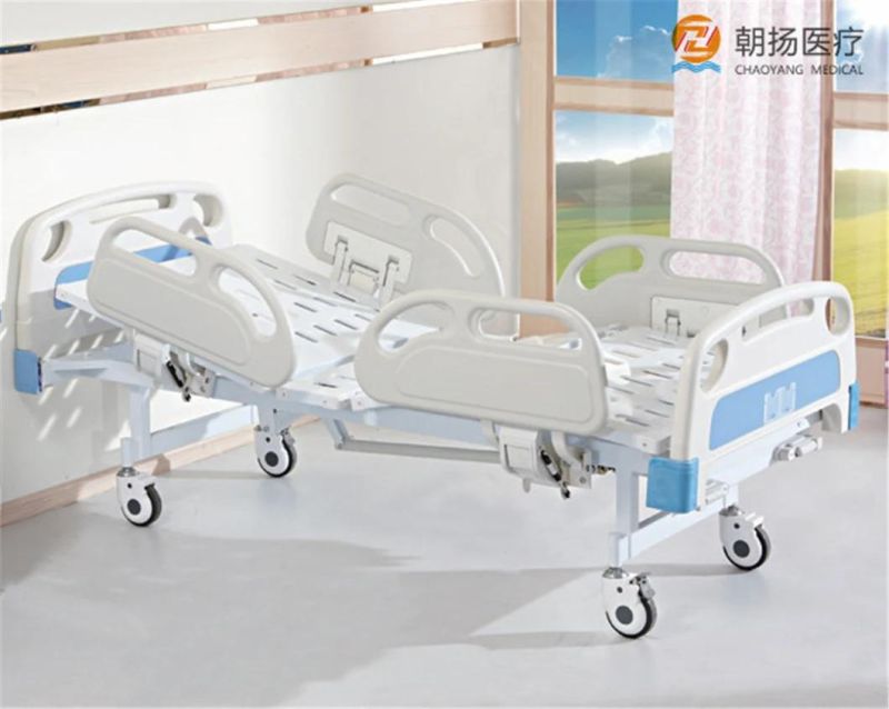 Luxury Adjustable and Moveable Two Crank Manual Medical Examination Bed Hospital Bed for Sale