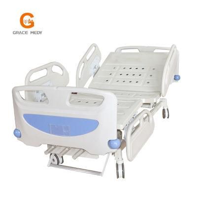 Manual 3 Functionhospital Bed with Castors Manufacturers Nursing Care Equipment Medical Furniture Clinic ICU Patient Bed