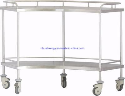 Hospital Medical Stainless Steel Instrument Cart with Wheels