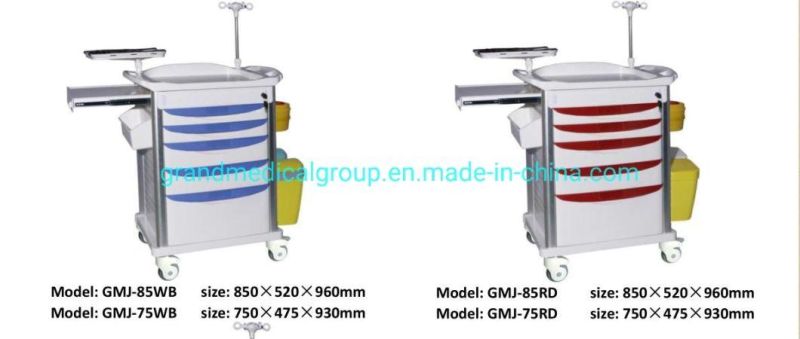 Colorful Hospital Equipment Medical Crash Cart ABS Emergency Trolley