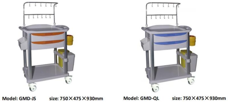 Hot Sale China ABS Medical Trolley Mobile Cart Infusion Delivery Trolley for Hospital