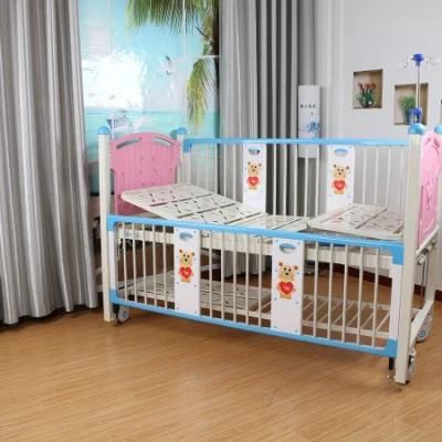 Pink Two Function Children&prime;s Hospital Bed with Full Length Protective Retractable Guardrail
