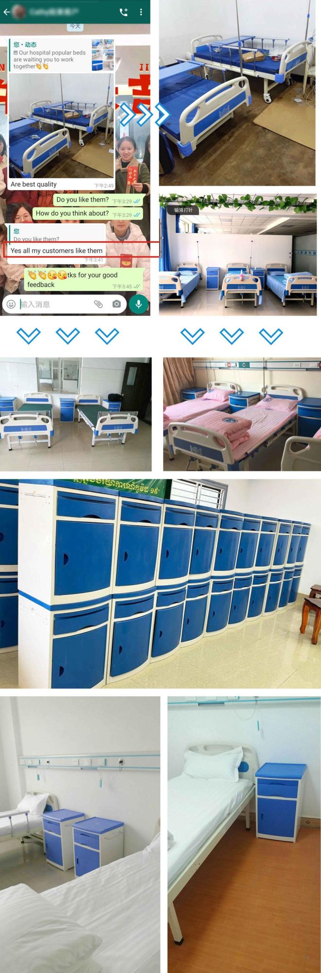 High Quality Moveable Medical ABS Hospital Bedside Cabinet