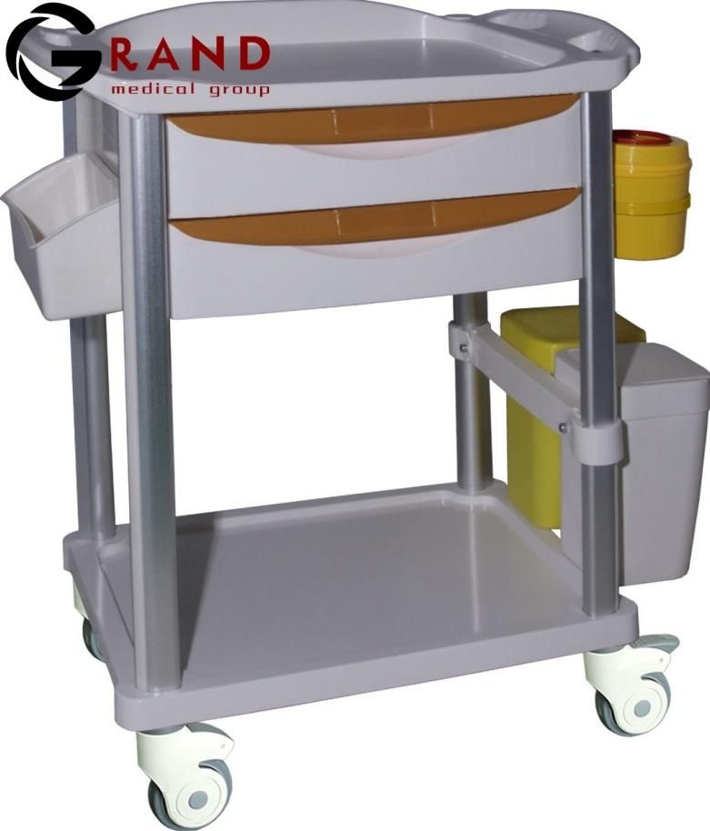 China Hospital Furniture ABS Medical ICU Emergency Trolley Patient Infusion Trolley