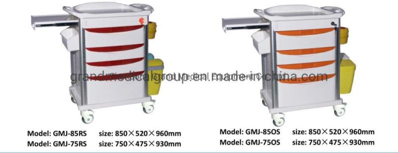 Medical Emergency ABS Clinical Medicine Treatment Cart Hospital Economic Treatment Trolley with Drawers Wheels