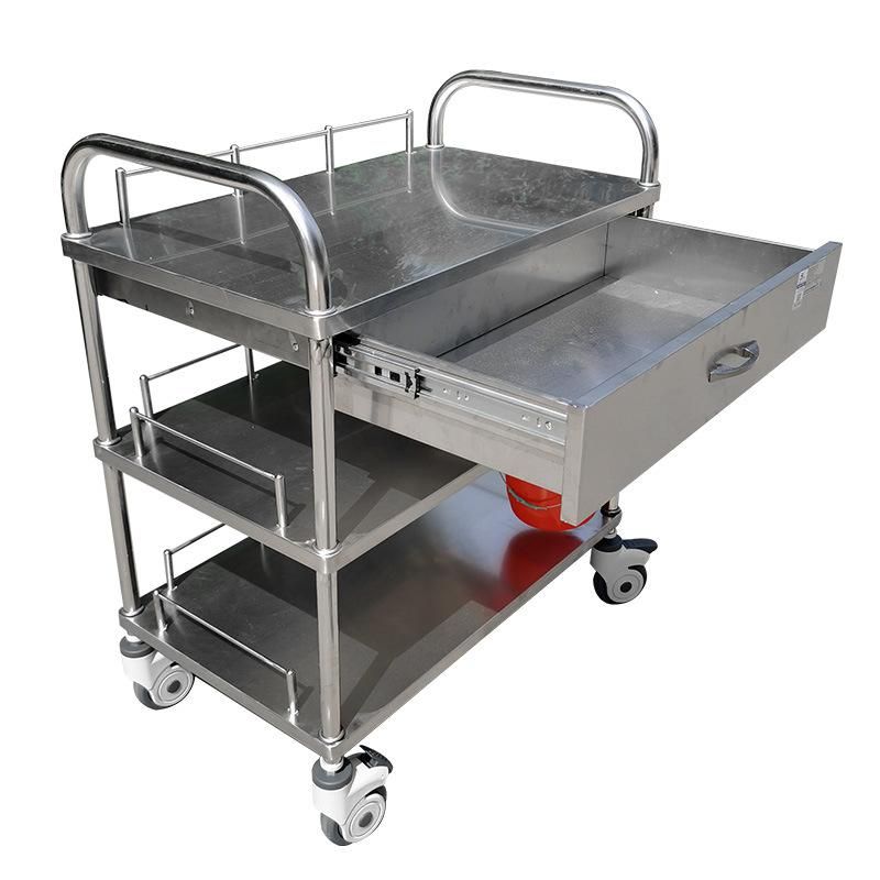 Stainless Steel 3 Tier Food Service Medical Trolley