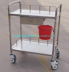 Hospital Furniture Surgical Instrument Stainless Steel Medical Cart Treatment Trolley Polished Durable 304 Stainless Steel Hospital Surgery Instrume