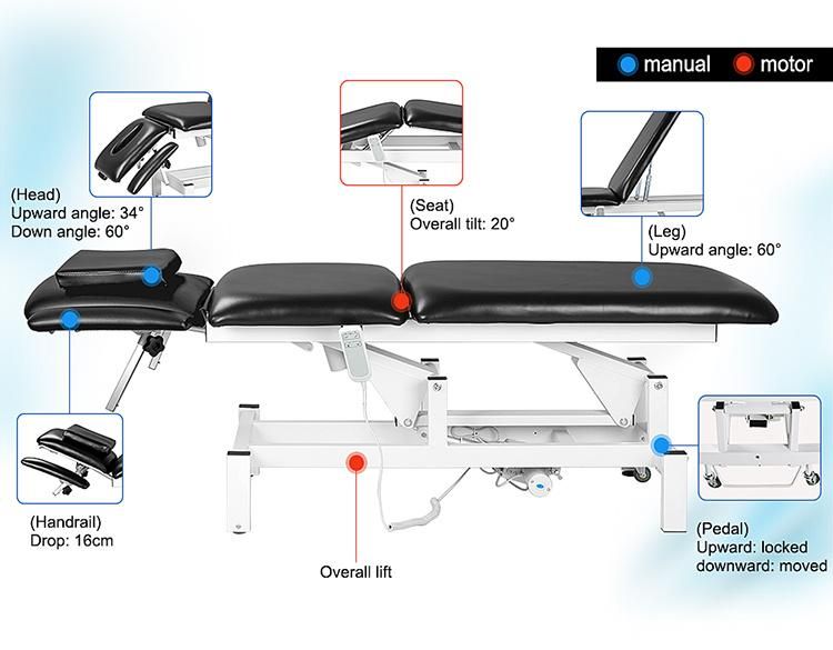 Portable Physical Therapy Massage Table Medical Equipment Salon Equipment Supply Black