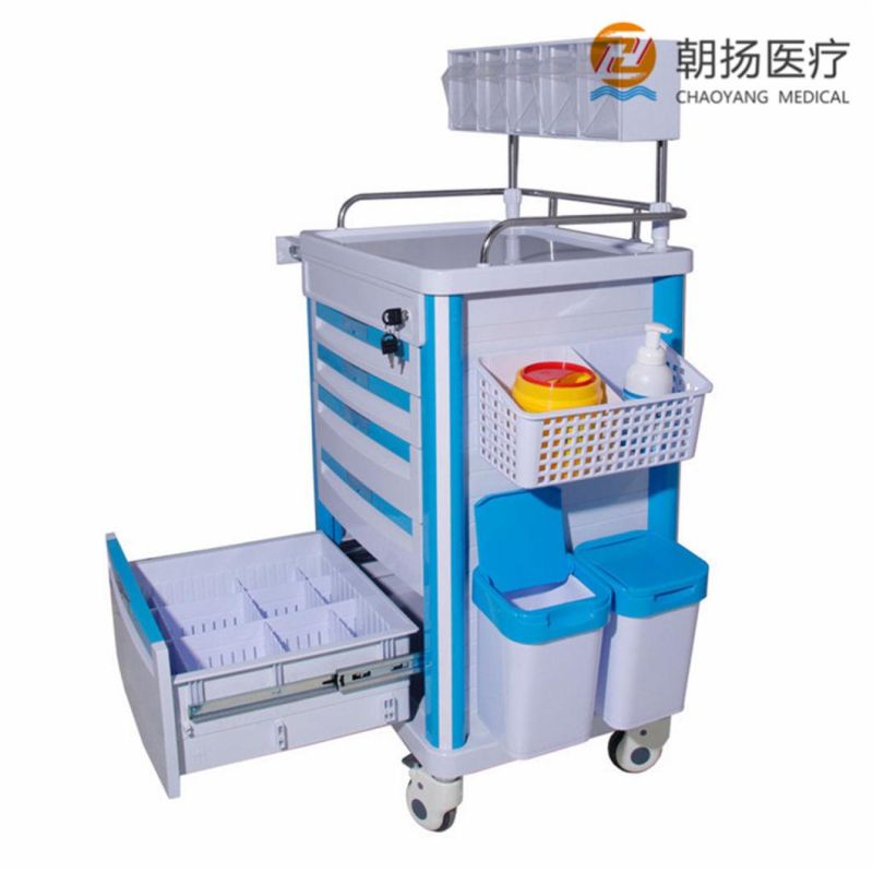 High Quality ABS Plastic Emergency Trolley Medical Anesthesia Hospital Trolley Anesthesia Cart Cy-D403A