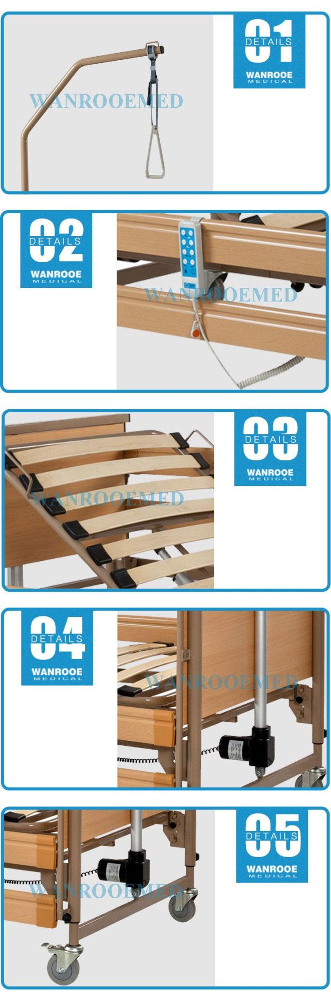 Bae5091 Cheap Medical Instrument Adjustable Nursing Homecare Hospital Electric Patient Bed
